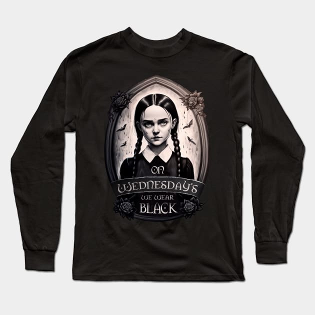 Wednesday Addams Long Sleeve T-Shirt by edoobix